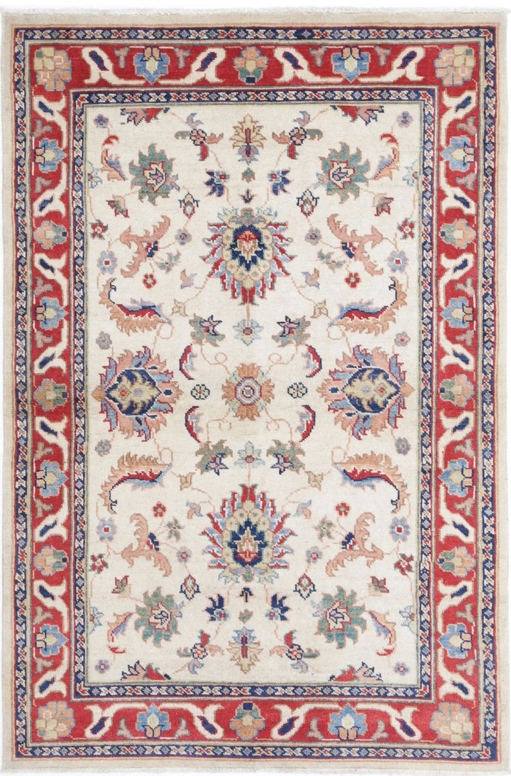 Afghan Ziegler Rug 3' 9" x 5' 10" Hand-Knotted