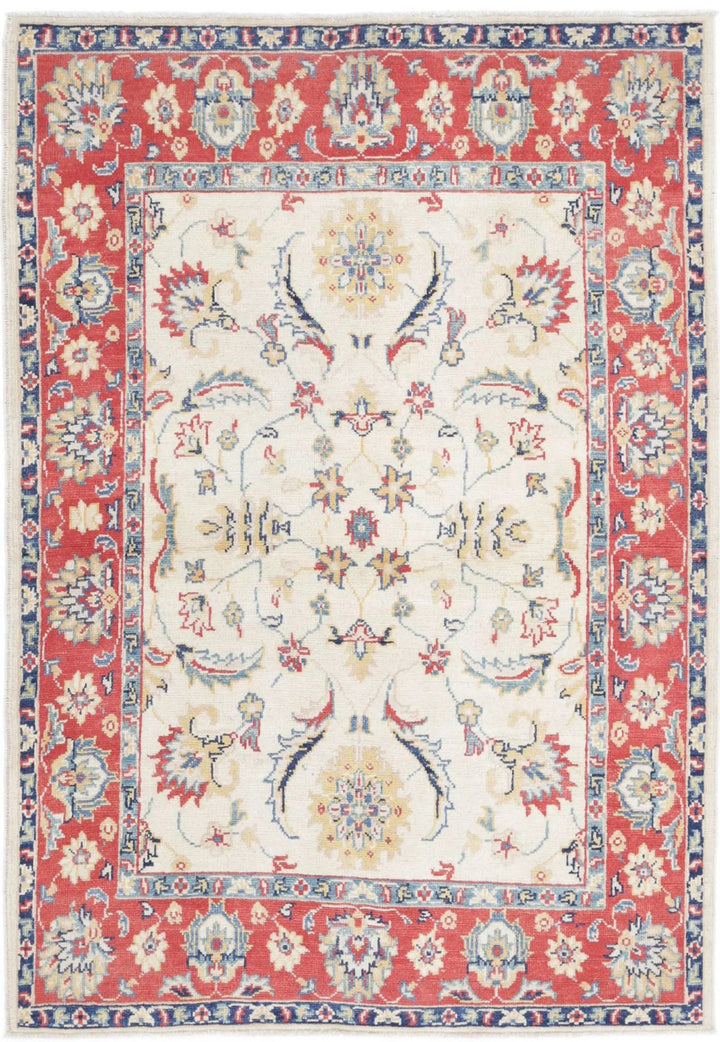 Afghan Ziegler Rug 4' 0" x 5' 8" Hand-Knotted