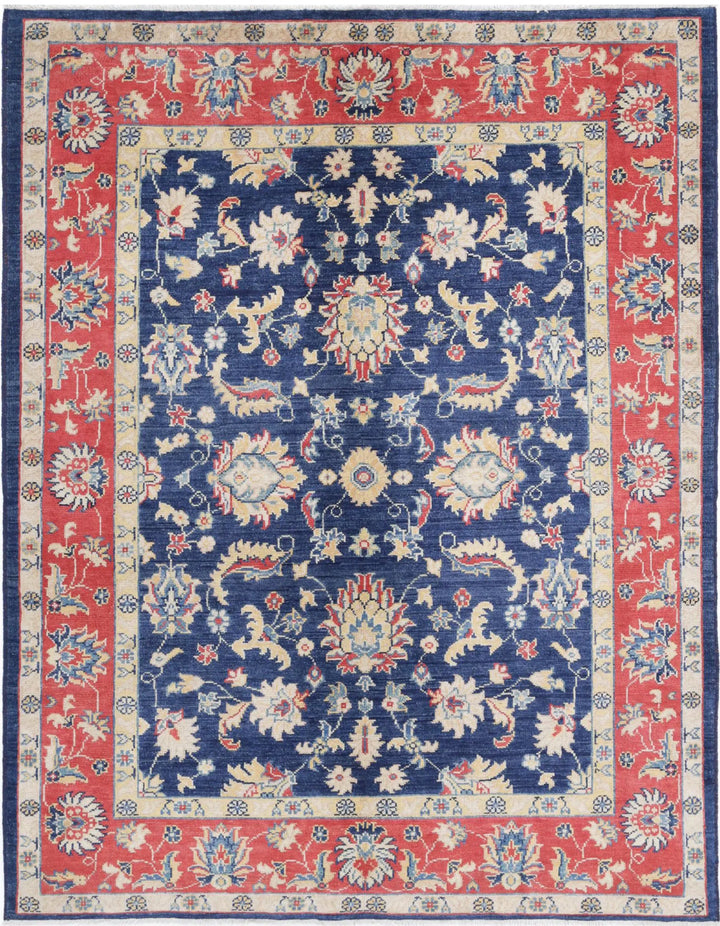 Afghan Ziegler Rug 4' 10" x 6' 4" Hand-Knotted