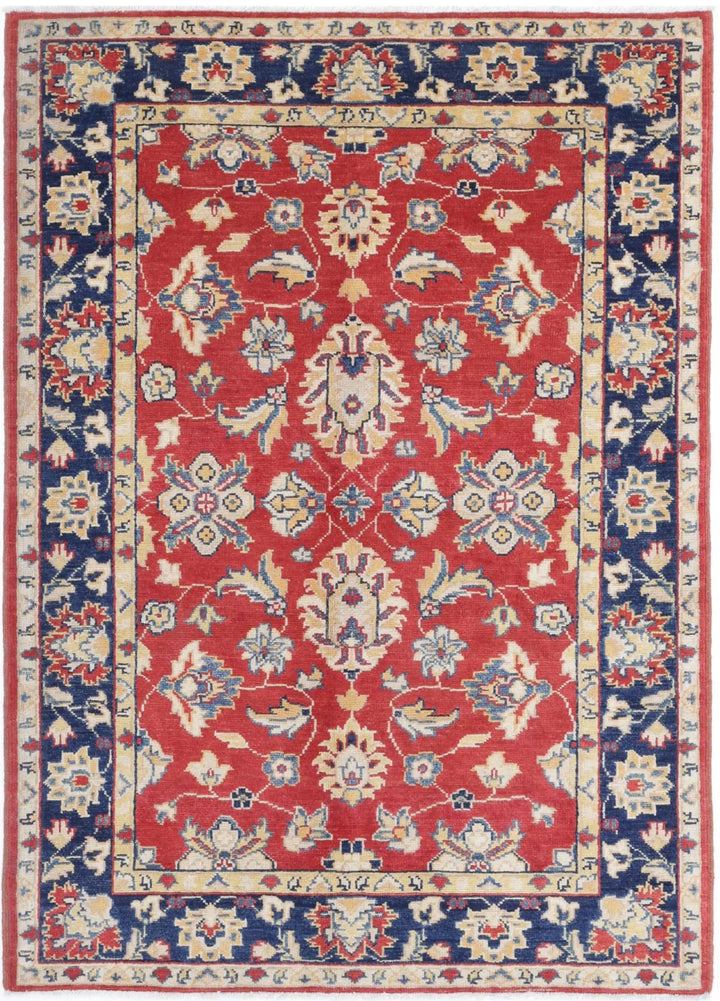 Afghan Ziegler Rug 4' 1" x 5' 8" Hand-Knotted
