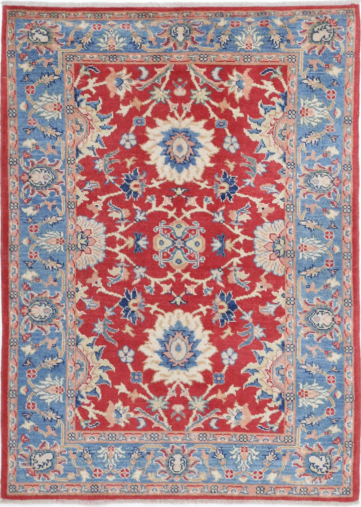 Afghan Ziegler Rug 4' 2" x 5' 10" Hand-Knotted
