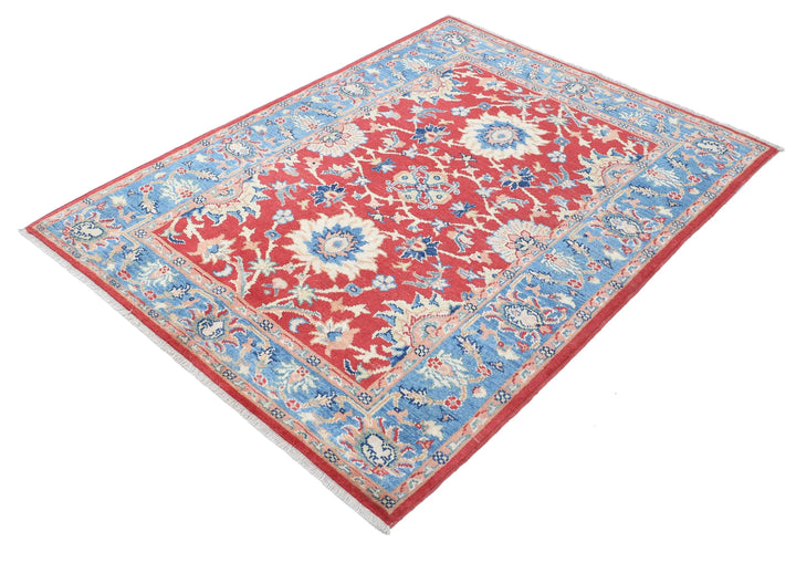 Afghan Ziegler Rug 4' 2" x 5' 10" Hand-Knotted | No. AT46195