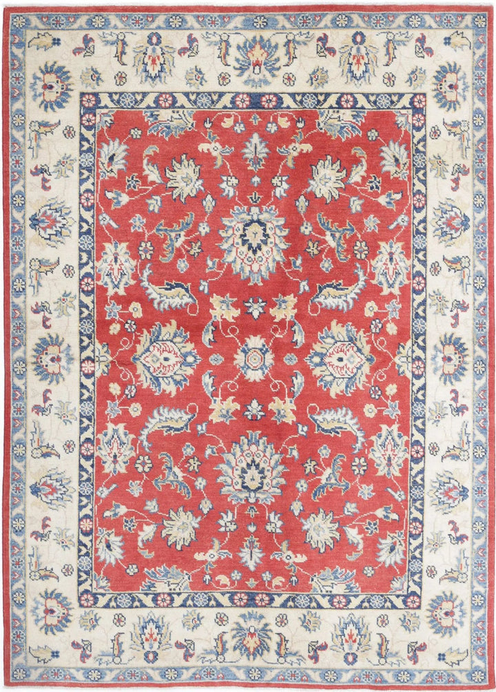 Afghan Ziegler Rug 4' 8" x 6' 10" Hand-Knotted