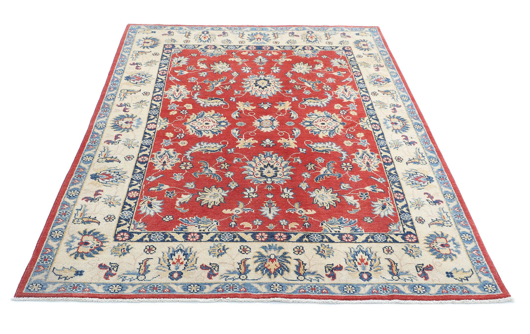 Afghan Ziegler Rug 4' 8" x 6' 10" Hand-Knotted | No. AT66339