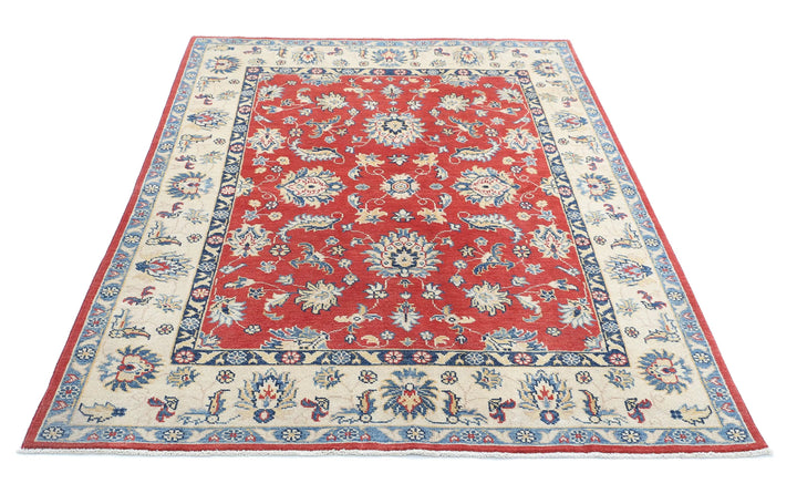 Afghan Ziegler Rug 4' 8" x 6' 10" Hand-Knotted | No. AT66339
