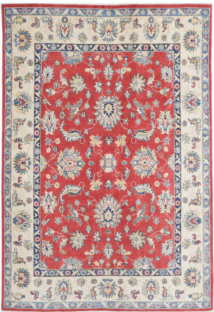 Afghan Ziegler Rug 4' 8" x 6' 10" Hand-Knotted