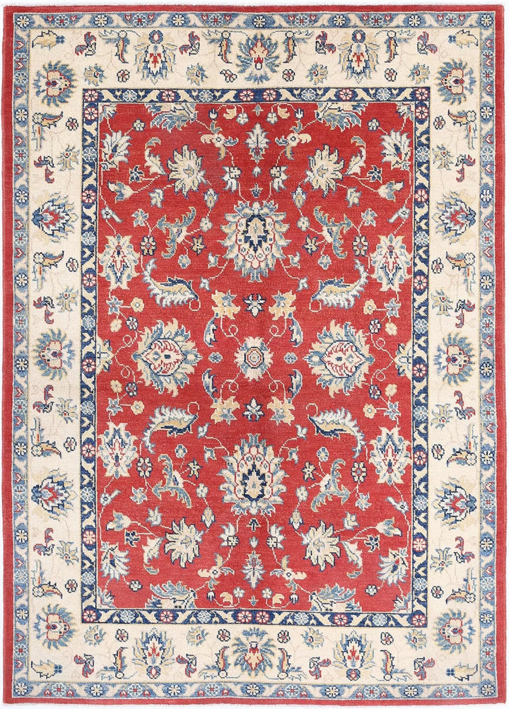 Afghan Ziegler Rug 4' 9" x 6' 9" Hand-Knotted