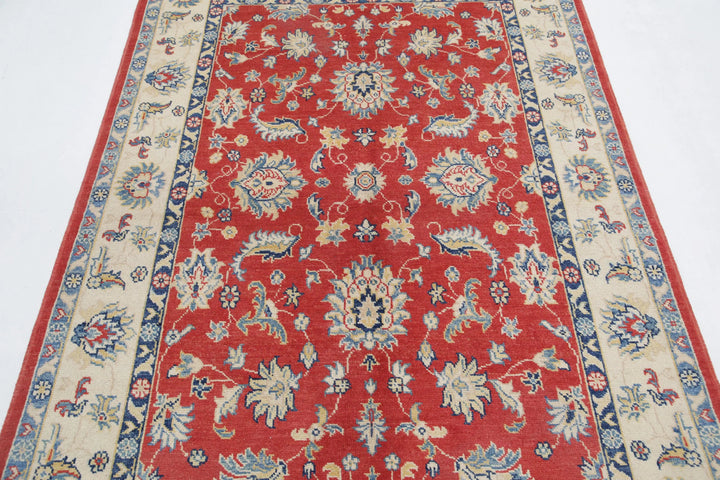 Afghan Ziegler Rug 4' 9" x 6' 9" Hand-Knotted | No. AT10668