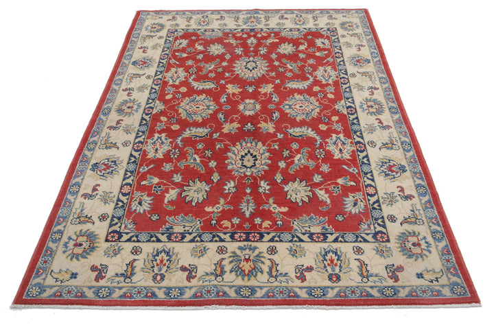 Afghan Ziegler Rug 4' 9" x 6' 9" Hand-Knotted | No. AT10668
