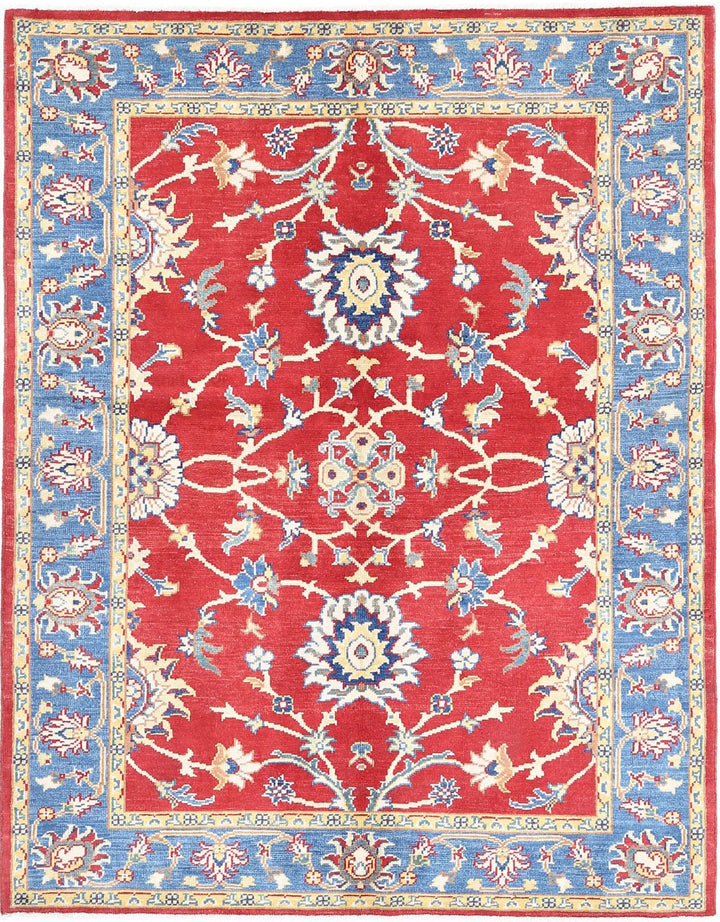 Afghan Ziegler Rug 5' 0" x 6' 5" Hand-Knotted