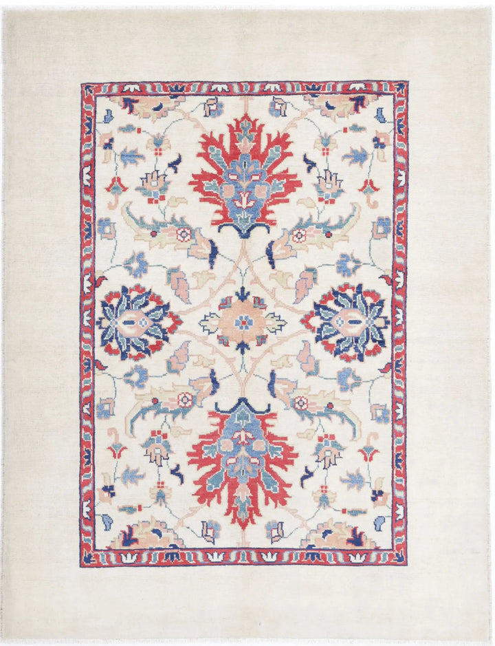 Afghan Ziegler Rug 5' 1" x 6' 9" Hand-Knotted