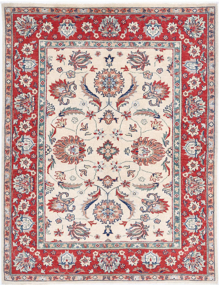 Afghan Ziegler Rug 5' 6" x 7' 3" Hand-Knotted