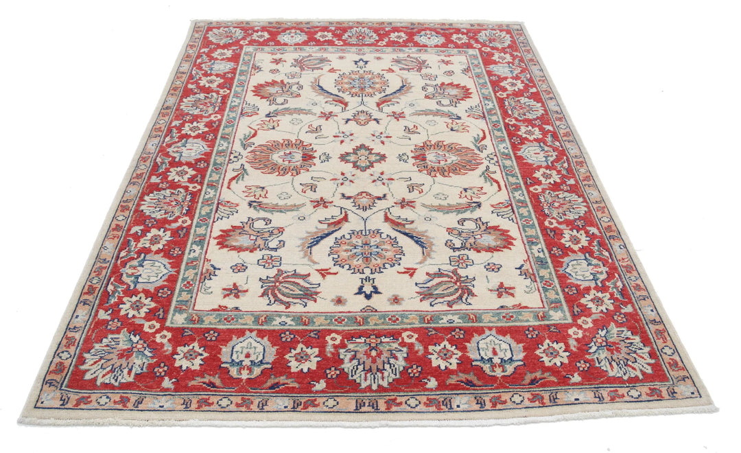 Afghan Ziegler Rug 5' 6" x 7' 3" Hand-Knotted | No. AT53748