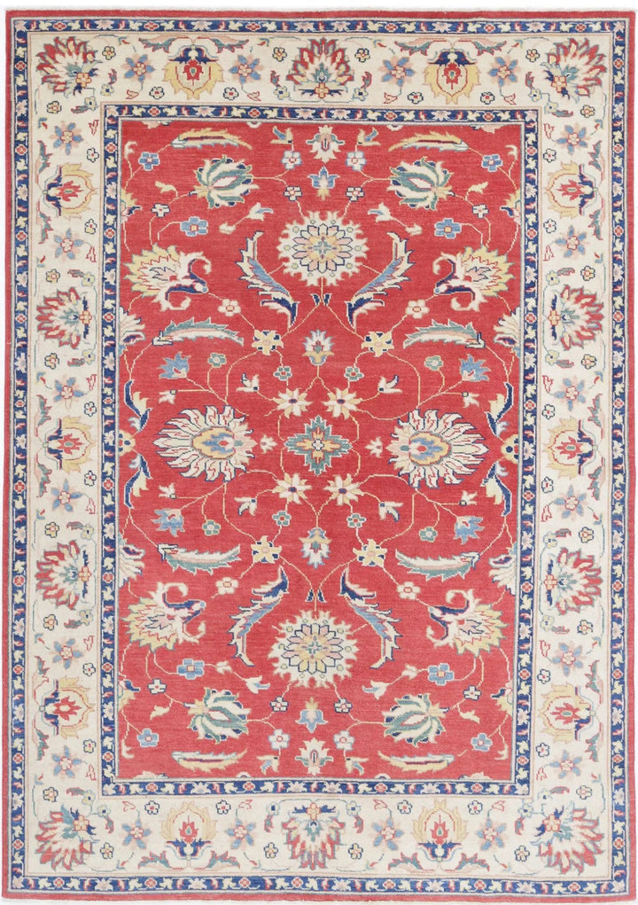 Afghan Ziegler Rug 6' 4" x 9' 4" Hand-Knotted