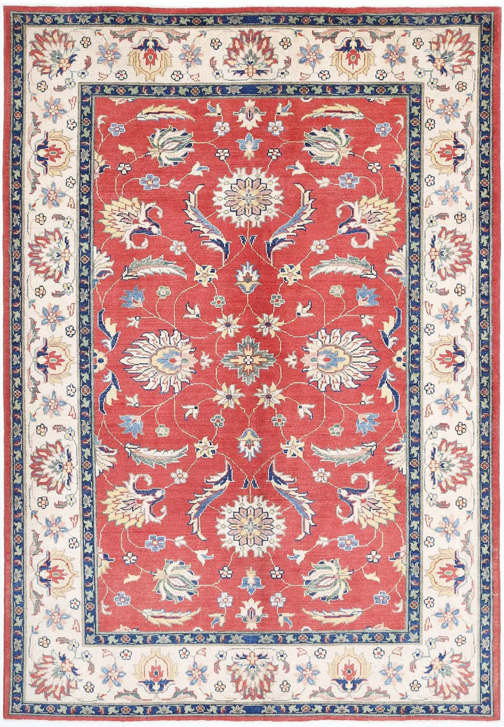 Afghan Ziegler Rug 6' 5" x 9' 8" Hand-Knotted