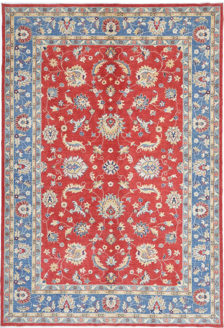 Afghan Ziegler Rug 6' 6" x 9' 6" Hand-Knotted