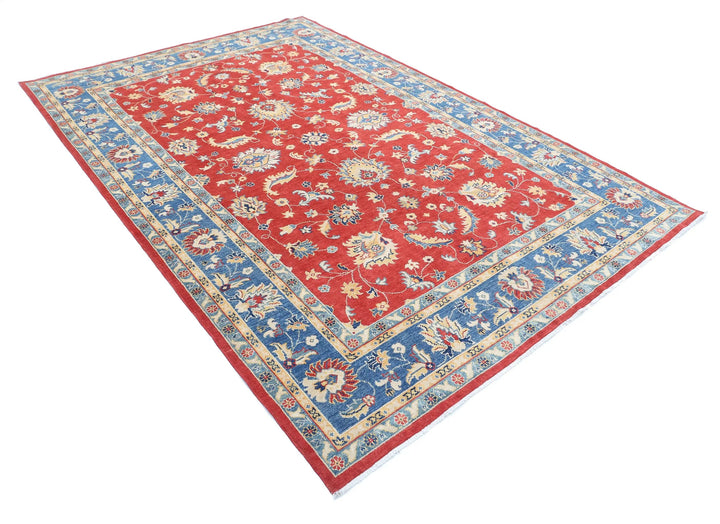 Afghan Ziegler Rug 6' 6" x 9' 6" Hand-Knotted | No. AT83146
