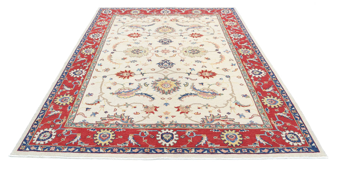 Afghan Ziegler Rug 6' 7" x 9' 3" Hand-Knotted | No. AT66628