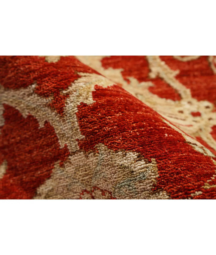 Red Afghan Ziegler Rug 2' 7" x 15' 2" Hand-Knotted close-up