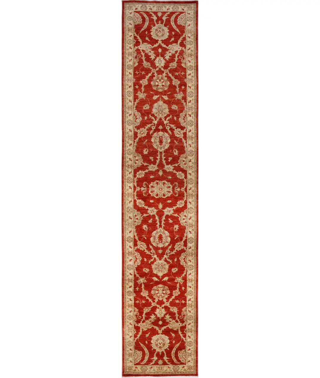 Red Afghan Ziegler Rug 2' 7" x 15' 2" Hand-Knotted