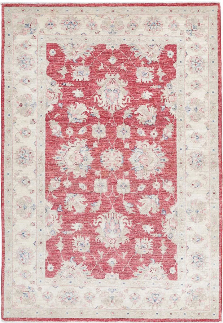 Afghan Ziegler Rug 3' 10" x 5' 9" Hand-Knotted