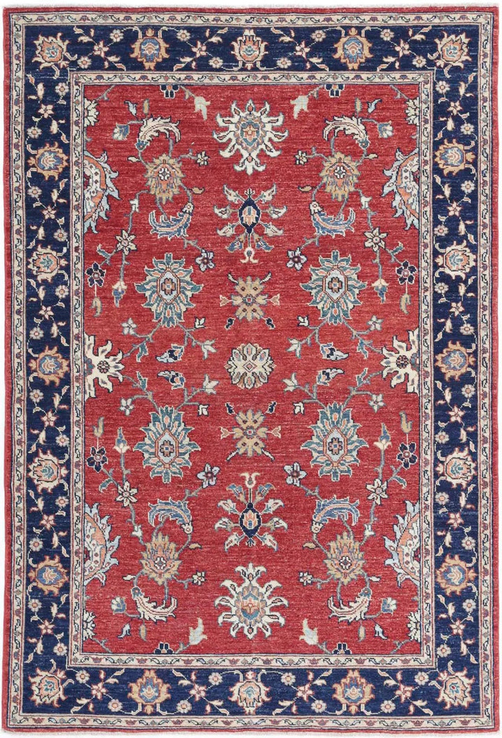 Afghan Ziegler Rug 3' 9" x 5' 9" Hand-Knotted