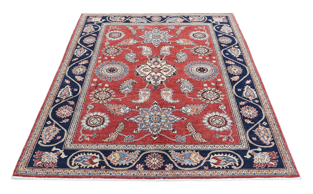Afghan Ziegler Rug 4' 10" x 6' 5" Hand-Knotted | No. AT92054