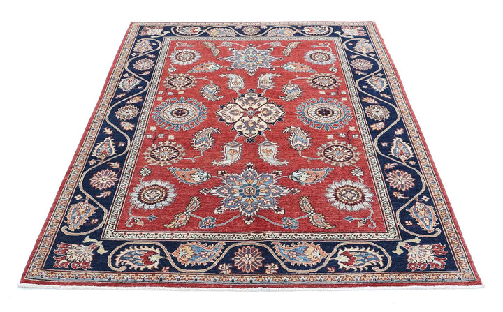 Afghan Ziegler Rug 4' 10" x 6' 5" Hand-Knotted | No. AT92054