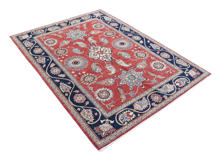 Afghan Ziegler Rug 4' 10" x 6' 5" Hand-Knotted | No. AT92054