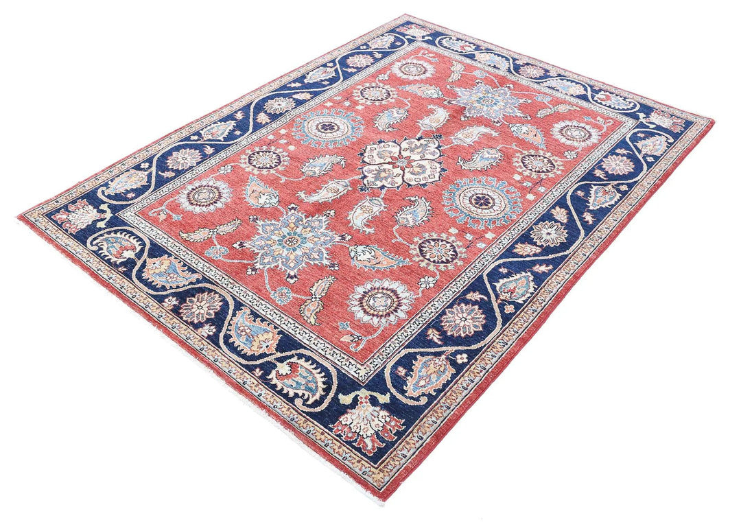 Afghan Ziegler Rug 4' 10" x 6' 5" Hand-Knotted | No. AT92054