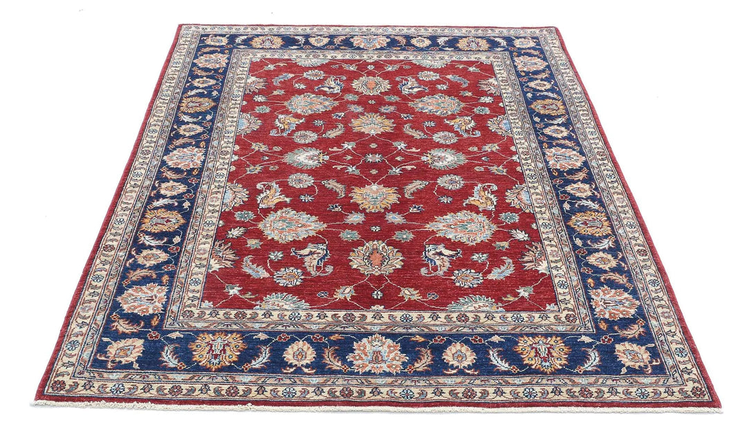 Afghan Ziegler Rug 4' 10" x 6' 5" Hand-Knotted | No. AT80923