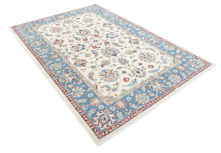 Ivory Afghan Ziegler Rug 5'6" x 8'1" Hand-Knotted view