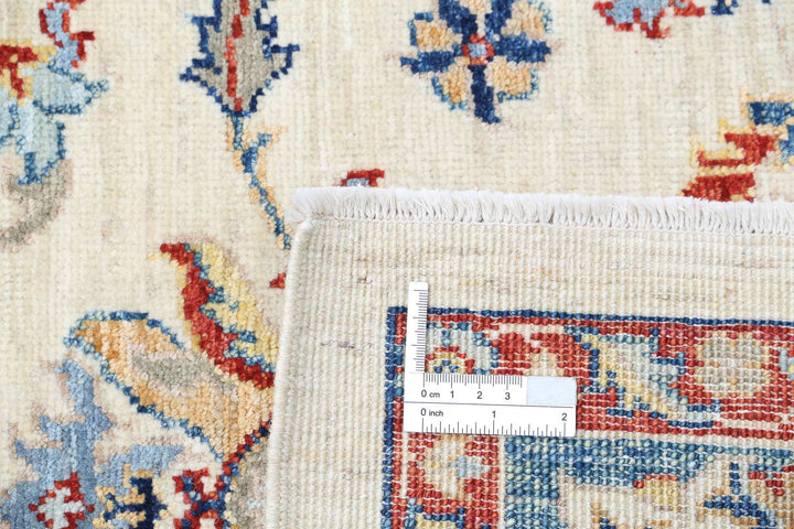 Ivory Afghan Ziegler Rug 5'6" x 8'1" Hand-Knotted field