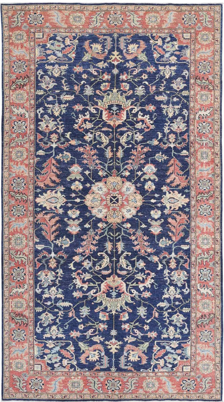 Afghan Ziegler Rug 6' 3" x 11' 6" Hand-Knotted
