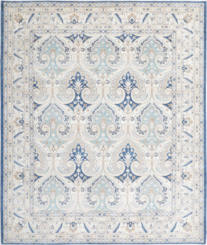 Afghan Ziegler Rug 8' 2" x 9' 5" Hand-Knotted