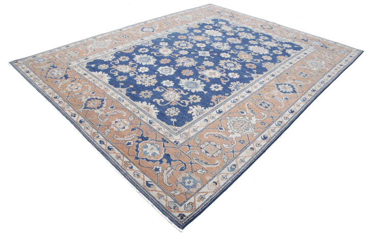 Blue Afghan Ziegler Rug 8' 7" x 11' 3" Hand-Knotted | No. AT36430