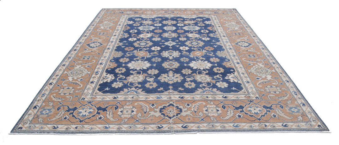 Blue Afghan Ziegler Rug 8' 7" x 11' 3" Hand-Knotted | No. AT36430