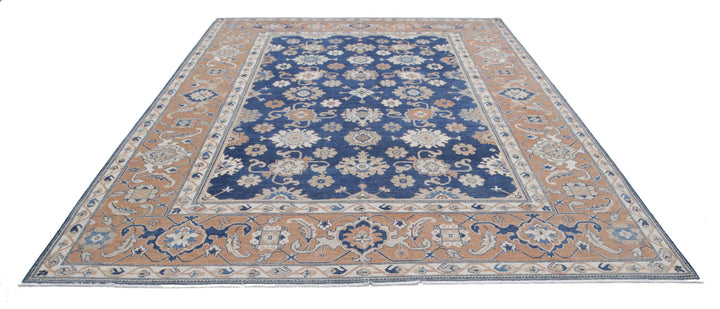 Blue Afghan Ziegler Rug 8' 7" x 11' 3" Hand-Knotted | No. AT36430