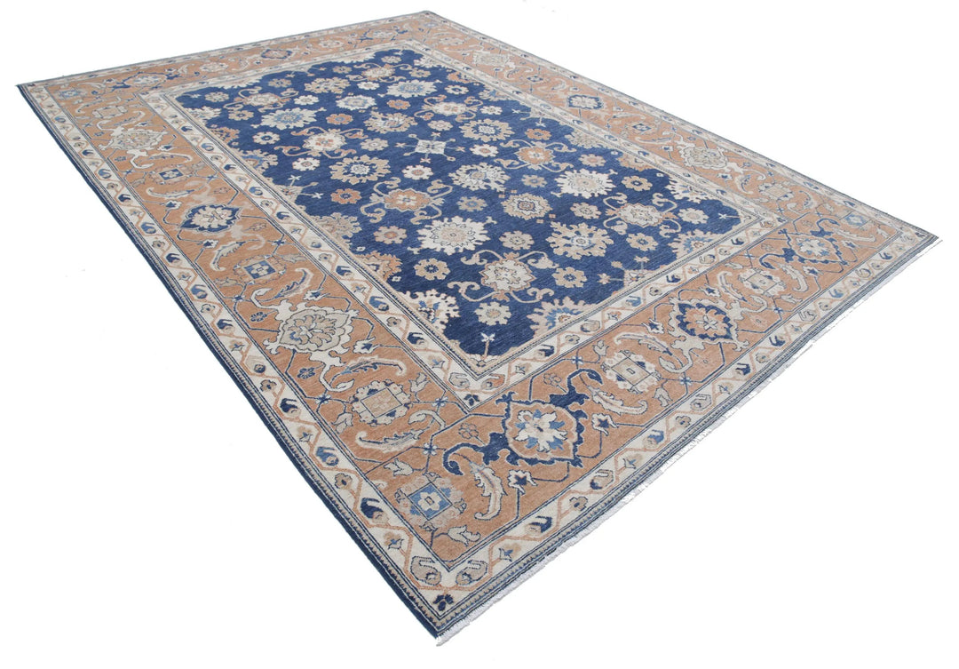 Blue Afghan Ziegler Rug 8' 7" x 11' 3" Hand-Knotted | No. AT36430