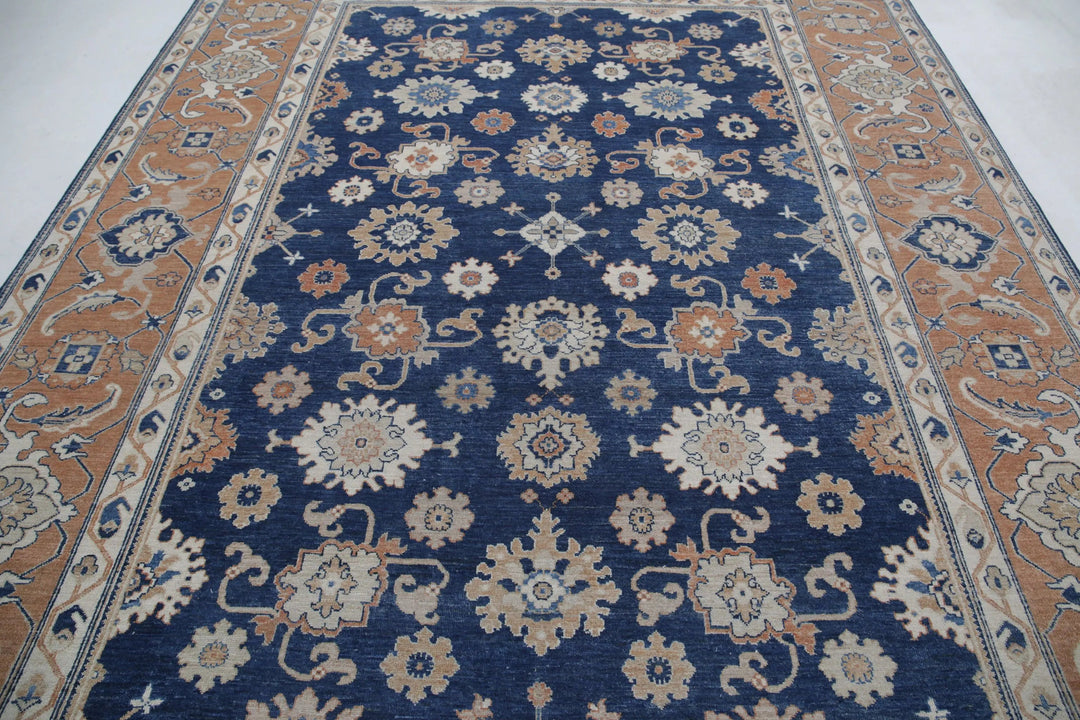 Blue Afghan Ziegler Rug 8' 7" x 11' 3" Hand-Knotted | No. AT36430