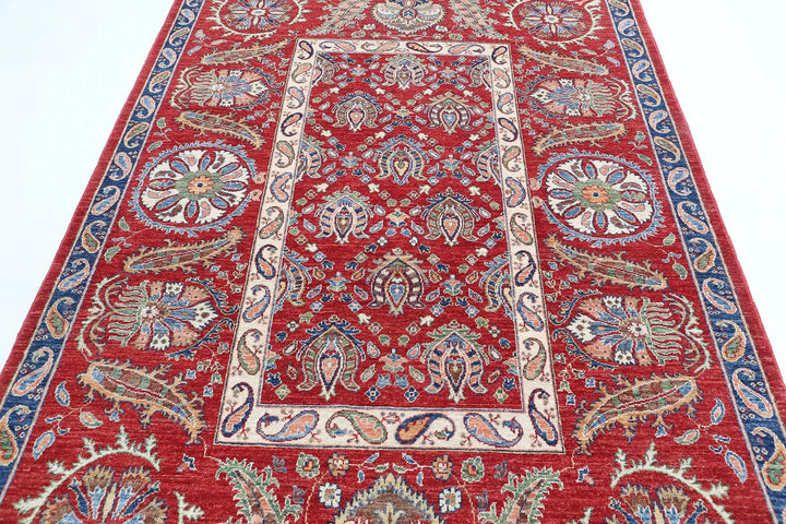 Afghan Ziegler Suzani Rug 5' 8" x 8' 0" Hand-Knotted | No. AT16627