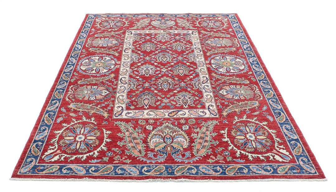 Afghan Ziegler Suzani Rug 5' 8" x 8' 0" Hand-Knotted | No. AT16627