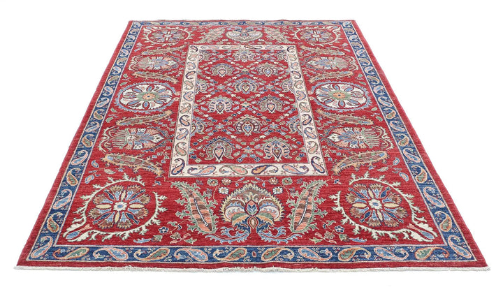 Afghan Ziegler Suzani Rug 5' 8" x 8' 0" Hand-Knotted | No. AT16627