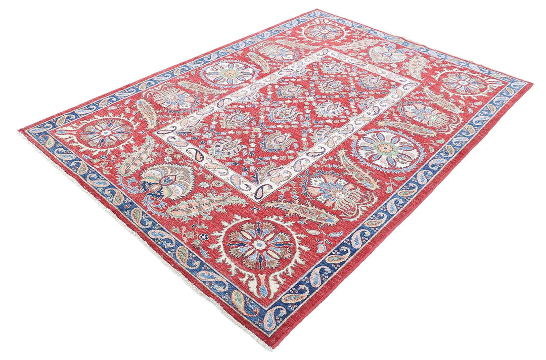 Afghan Ziegler Suzani Rug 5' 8" x 8' 0" Hand-Knotted | No. AT16627