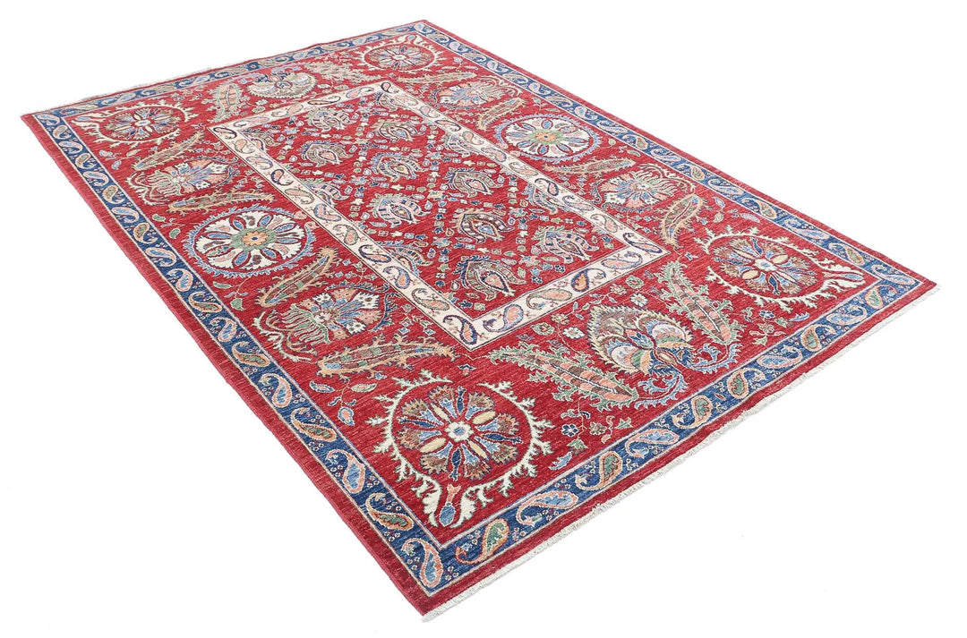 Afghan Ziegler Suzani Rug 5' 8" x 8' 0" Hand-Knotted | No. AT16627