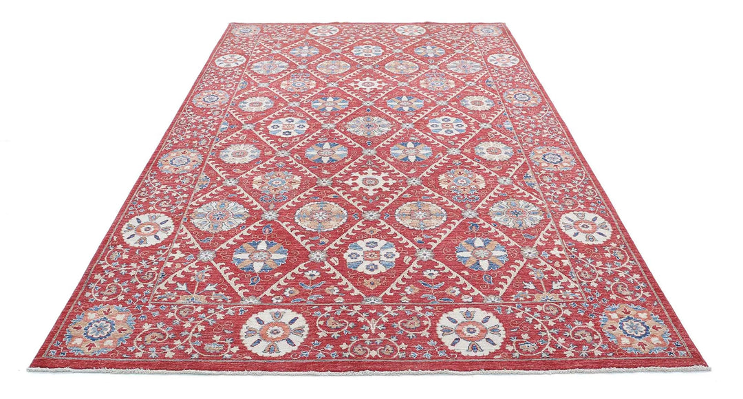 Afghan Ziegler Suzani Rug 6' 4" x 10' 2" Hand-Knotted | No. AT38445