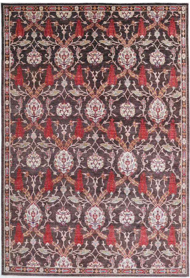 Hand Knotted Ziegler Suzani Wool Rug 6' 6" x 9' 9" - No. AT75006