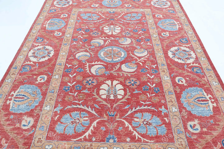 Afghan Ziegler Suzani Rug 6' 7" x 9' 10" Hand-Knotted | No. AT76443