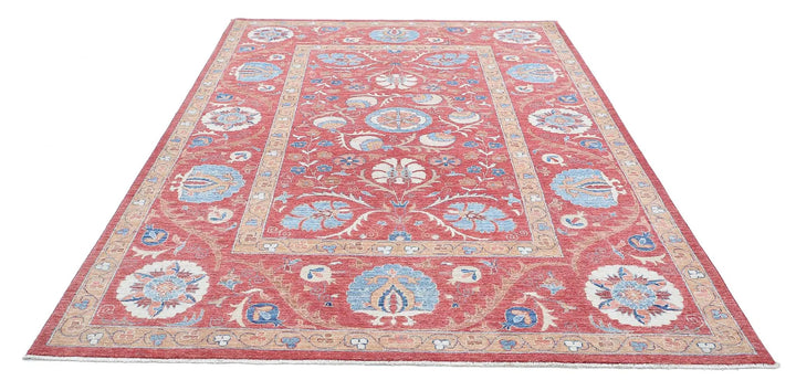 Afghan Ziegler Suzani Rug 6' 7" x 9' 10" Hand-Knotted | No. AT76443