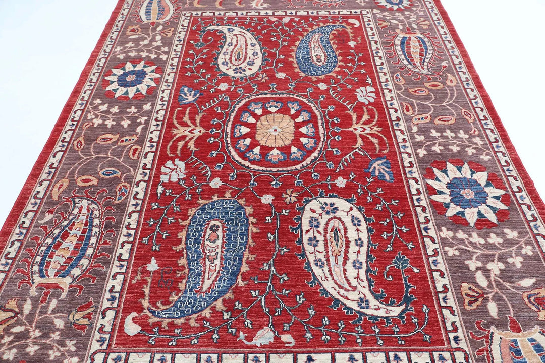 Afghan Ziegler Suzani Rug 6' 7" x 9' 9" Hand-Knotted | No. AT70769